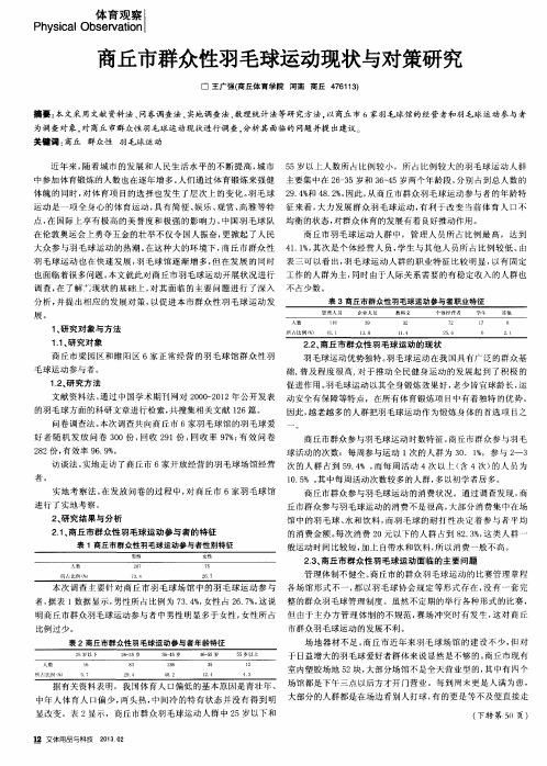 商丘市群众性羽毛球运动现状与对策研究