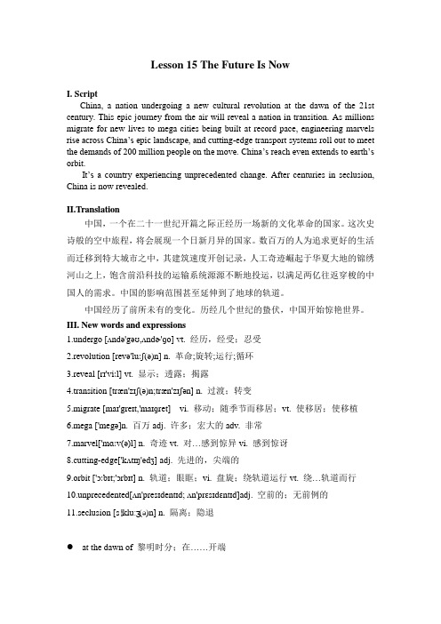 鸟瞰中国-China from Above(下)_15.The Future Is Now(词汇、脚本、翻译)