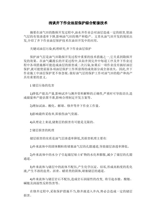 浅谈井下作业油层保护综合配套技术