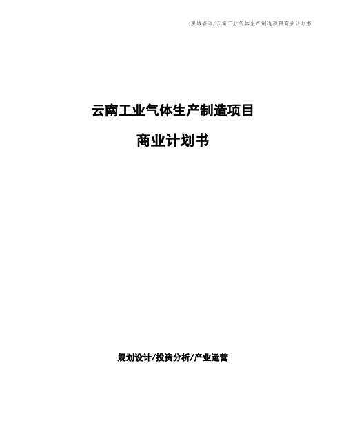 云南工业气体生产制造项目商业计划书
