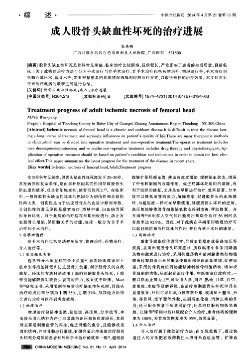 成人股骨头缺血性坏死的治疗进展