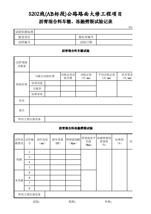 沥青混合料车辙、冻融劈裂试验
