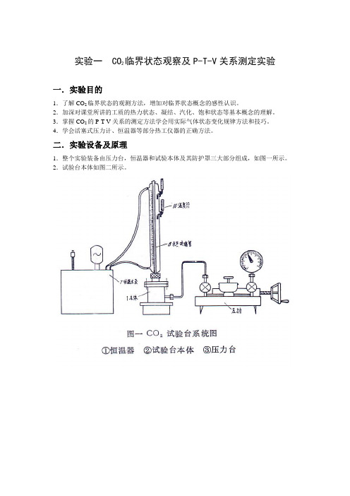 实验一  CO2临界状态观察及P-T-V关系测定实验