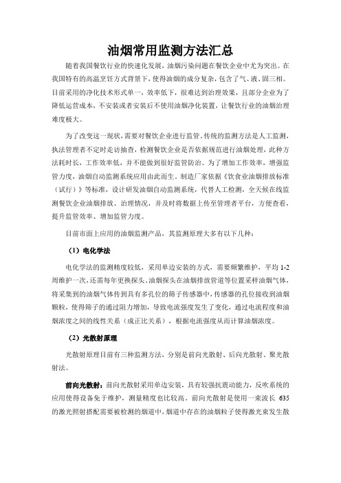 油烟常用监测方法汇总