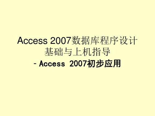 Access2007数据库程序设计基础与上机指导Access2007初