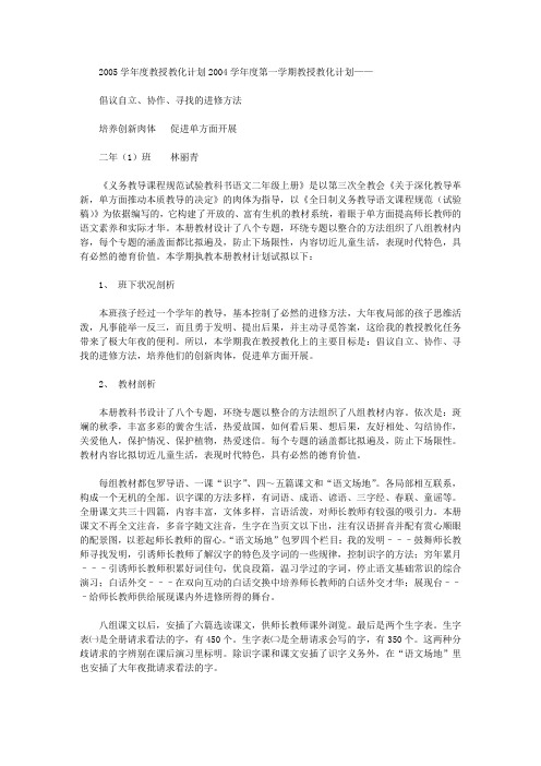 2005学年度教学计划