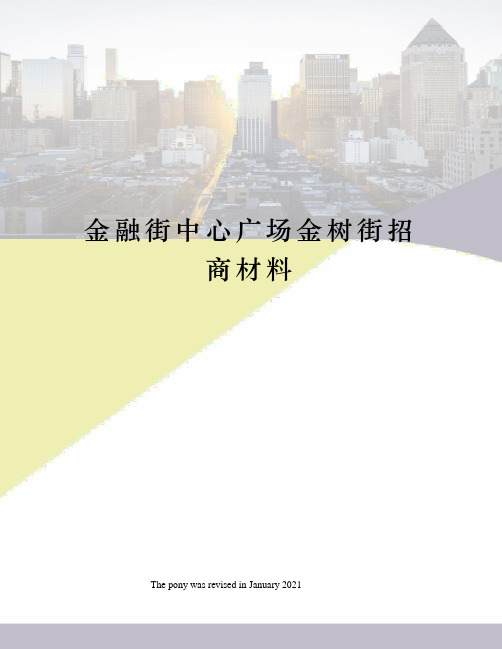 金融街中心广场金树街招商材料