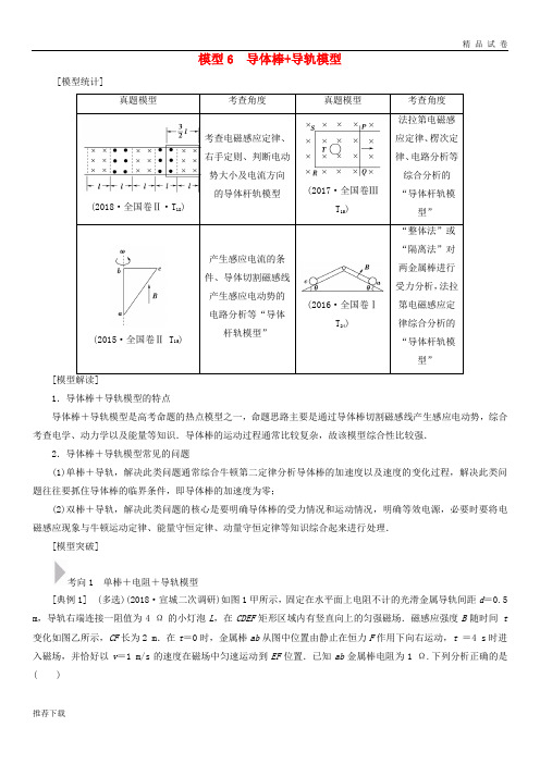 [精品]2019高考物理二轮复习专项1模型突破专题6导体棒+导轨模型高分突破学案