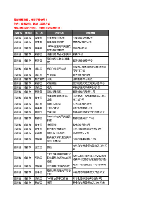 新版四川省成都市彩妆美甲企业公司商家户名录单联系方式地址大全450家