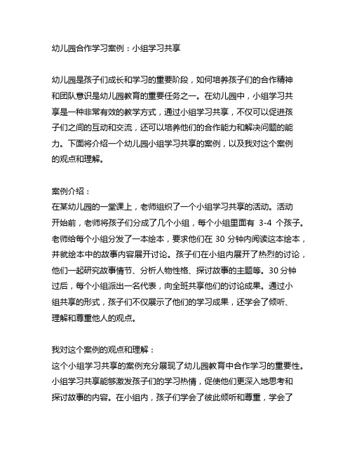 幼儿园合作学习案例：小组学习分享