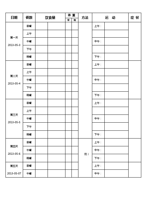 减肥计划表格(很实用)