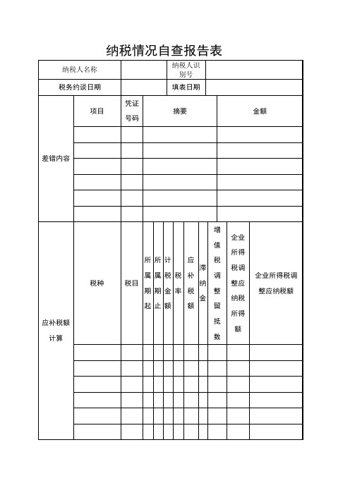 纳税情况自查报告表