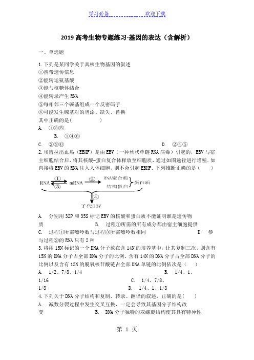 高考生物专题练习基因的表达(含解析)