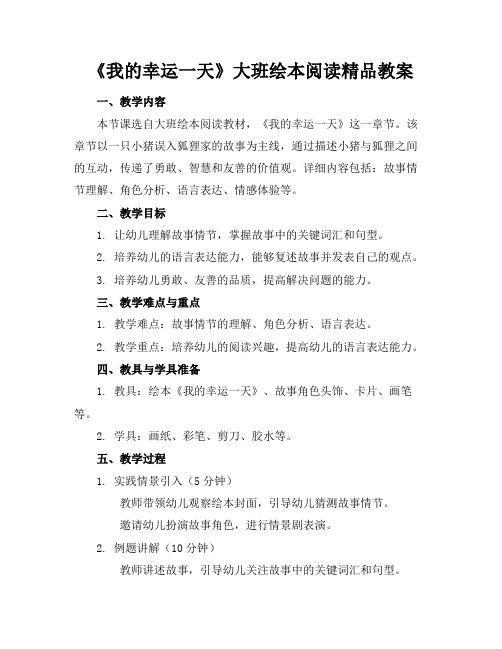 《我的幸运一天》大班绘本阅读精品教案