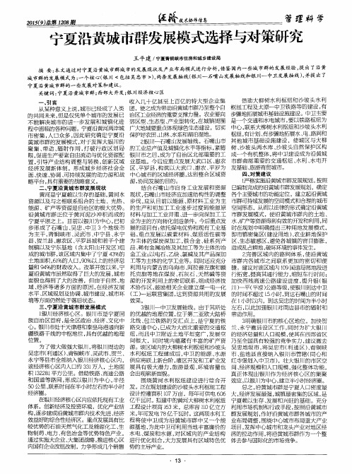 宁夏沿黄城市群发展模式选择与对策研究