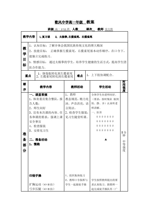 左揽雀尾右揽雀尾