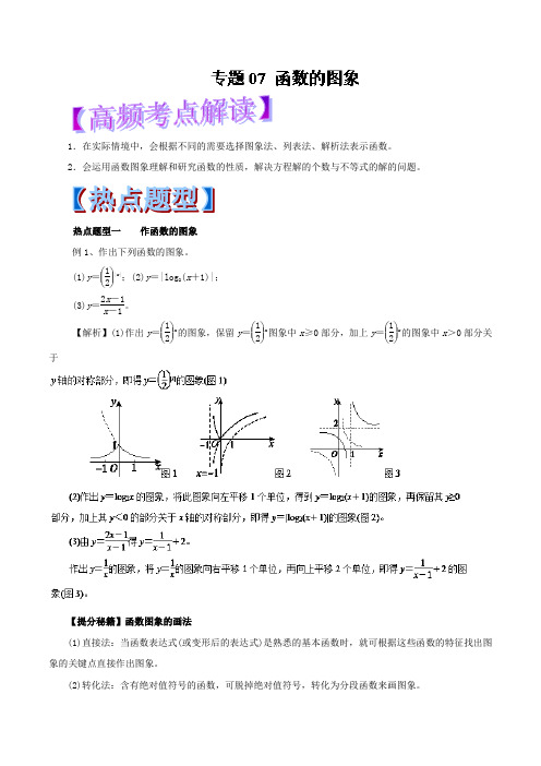 专题07函数的图象(教学案) 2019年高考数学(理)热点题型和提分秘籍Word版含解析