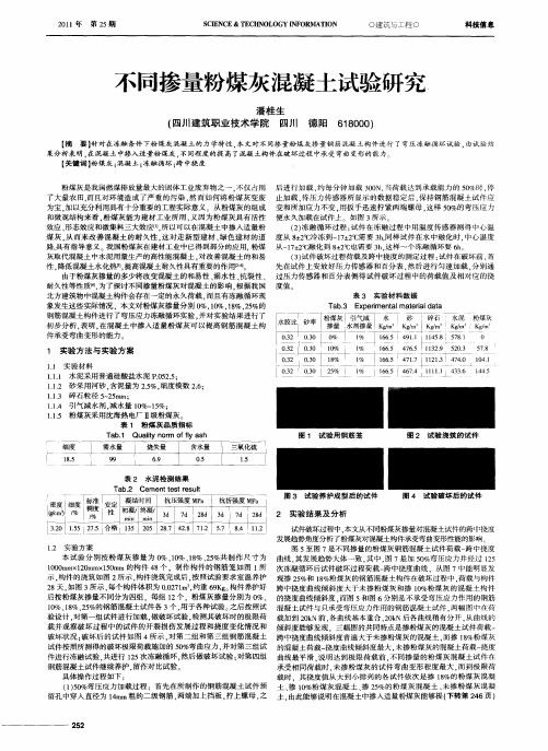不同掺量粉煤灰混凝土试验研究
