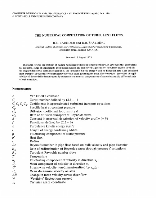 The numerical computation of turbulent flows