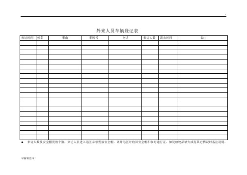 外来人员车辆登记表