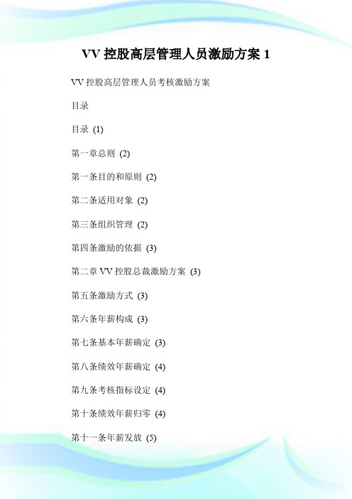 VV控股高层管理人员激励方案1.doc