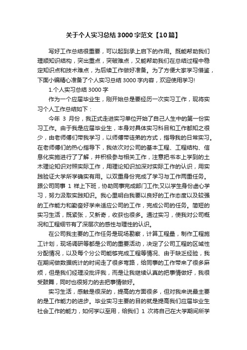 关于个人实习总结3000字范文【10篇】