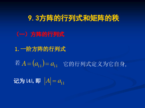第九章9.3方阵的行列式和矩阵的秩