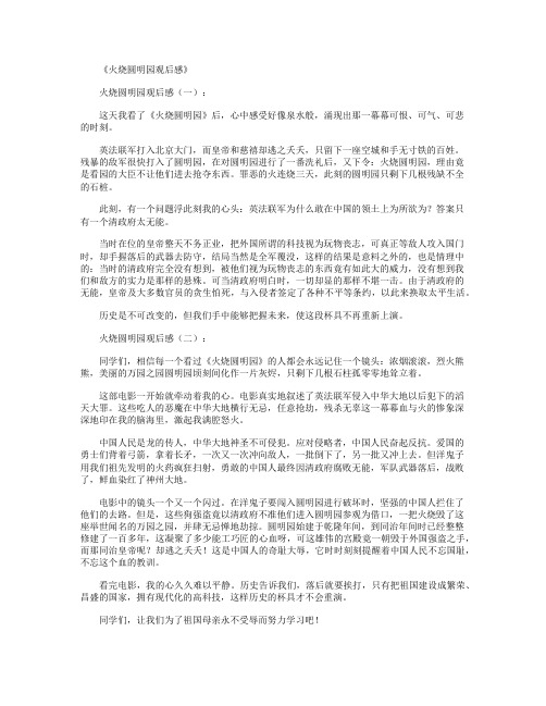 火烧圆明园观后感10篇