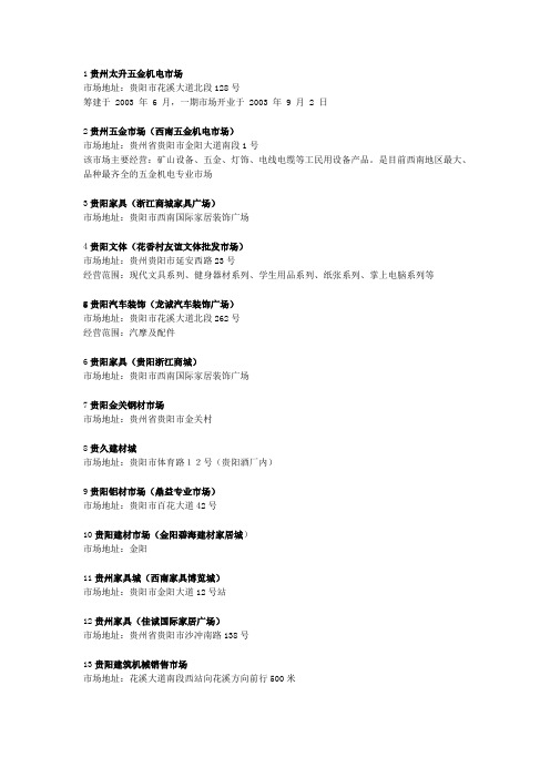 贵阳主要专业市场