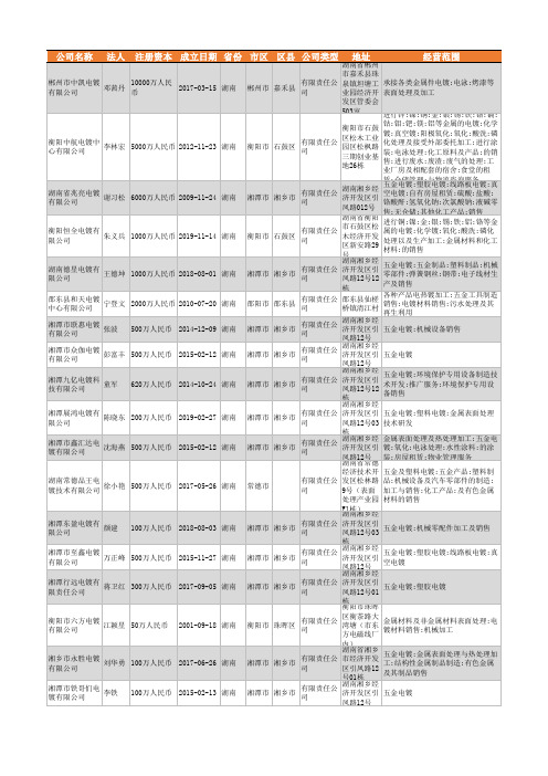 2021年湖南省电镀行业企业名录510家
