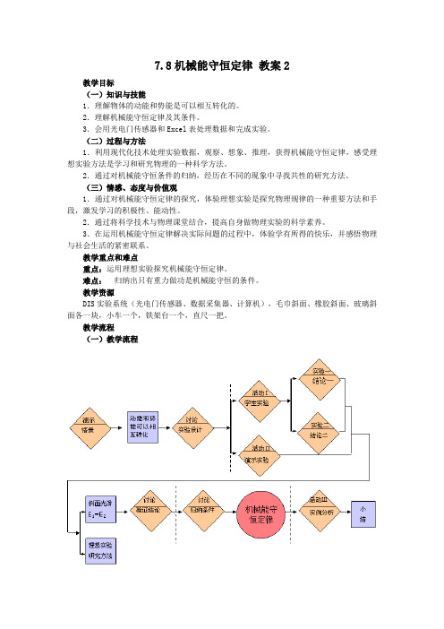 7.8机械能守恒定律 教案2(人教版必修2)