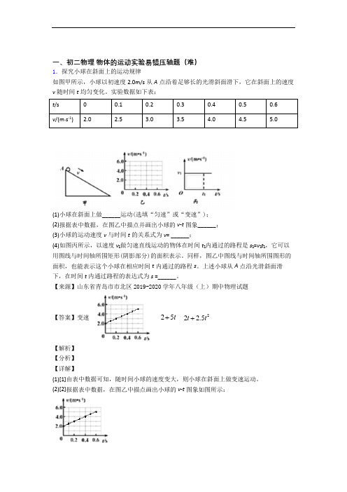 成都高新大源学校物理物体的运动实验易错题(Word版 含答案)