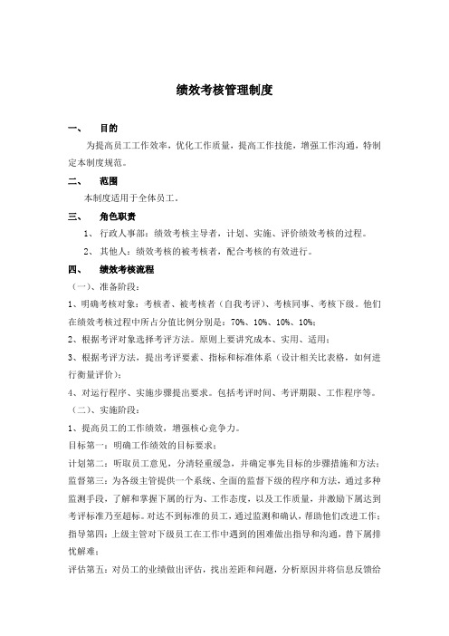绩效考核管理制度