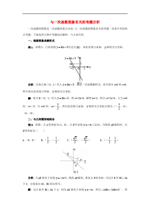 八年级数学下册 17.3 一次函数 课外拓展 与一次函数图象有关的考题分析素材 (新版)华东师大版