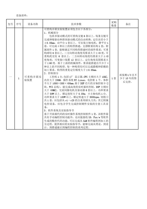 设备清单