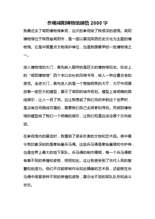 参观咸阳博物馆感悟2000字