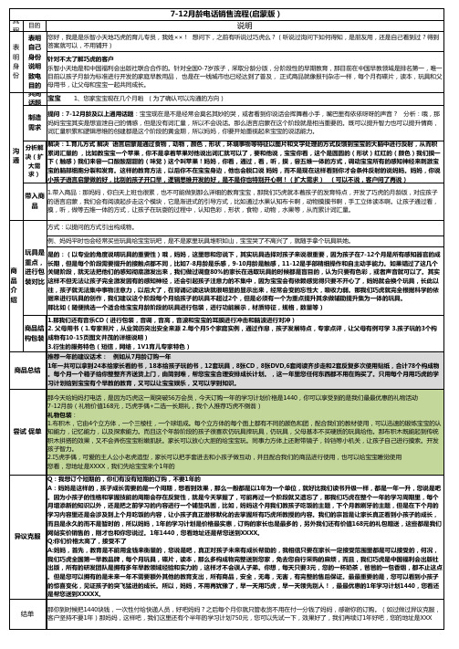 巧虎销售话术：月龄销售流程(启蒙版)(进阶版)