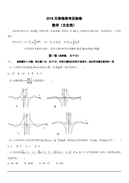 2018天津市高考压轴卷 文科数学 含答案解析