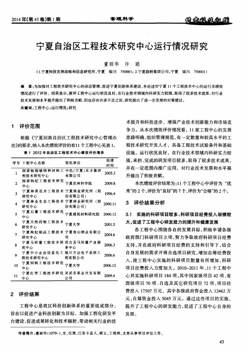 宁夏自治区工程技术研究中心运行情况研究