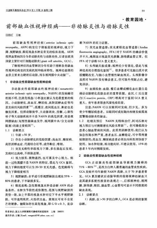 前部缺血性视神经病——非动脉炎性与动脉炎性