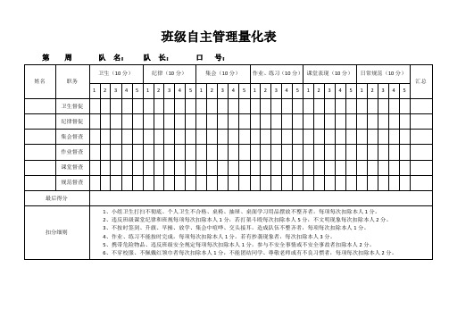 班级自主管理量化表