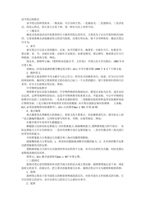 写读书笔记的格式图片