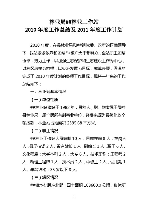 林业站2010年工作总结及计划