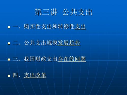 第三讲  公共支出