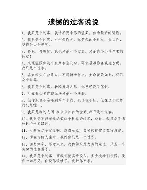 遗憾的过客说说