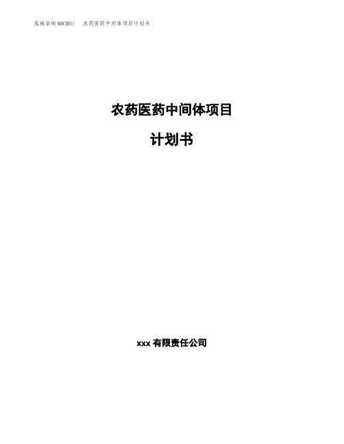 农药医药中间体项目计划书