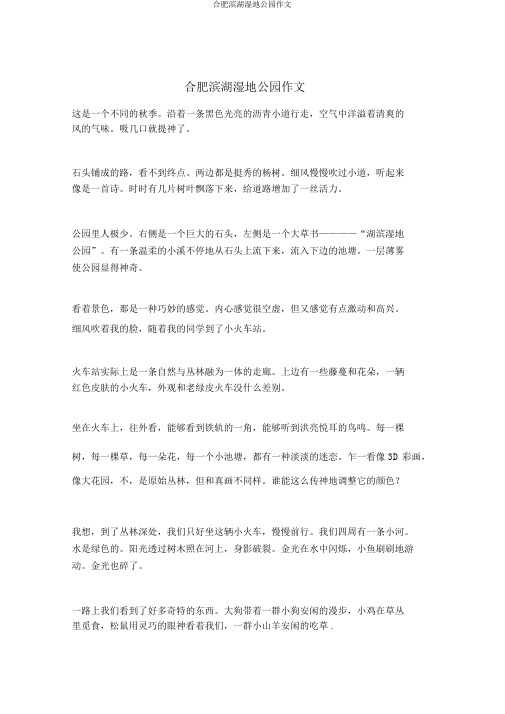 合肥滨湖湿地公园作文