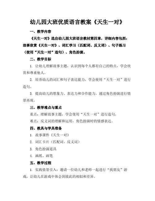 幼儿园大班优质语言教案《天生一对》(1)