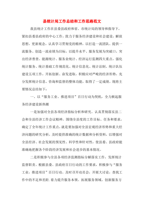 县统计局工作总结和工作思路范文