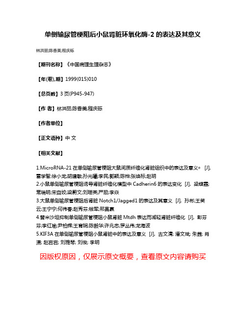 单侧输尿管梗阻后小鼠肾脏环氧化酶-2的表达及其意义